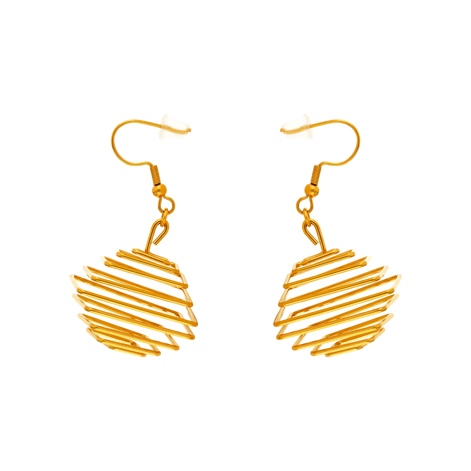 Boucles d'Oreilles Pendentif Callas spirale carrée Acier doré