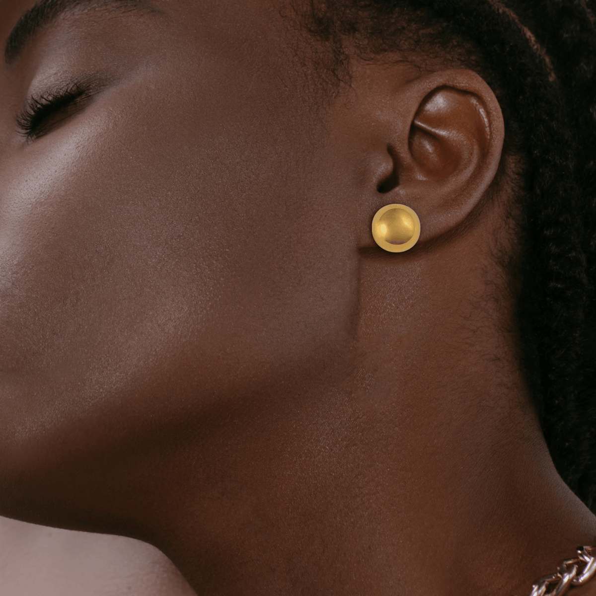 Boucles D'oreilles Acier Jaune Bouton 14mm
