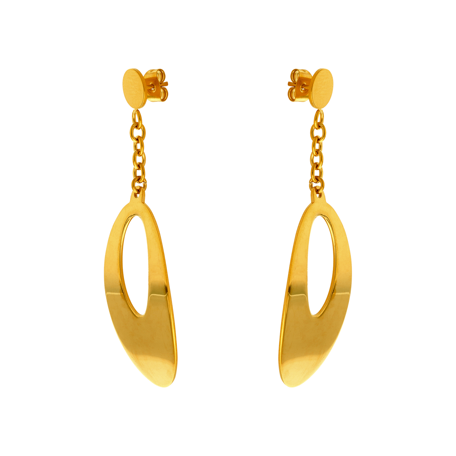Boucles d'Oreilles Callas Pendentif ovale ajouré Acier doré