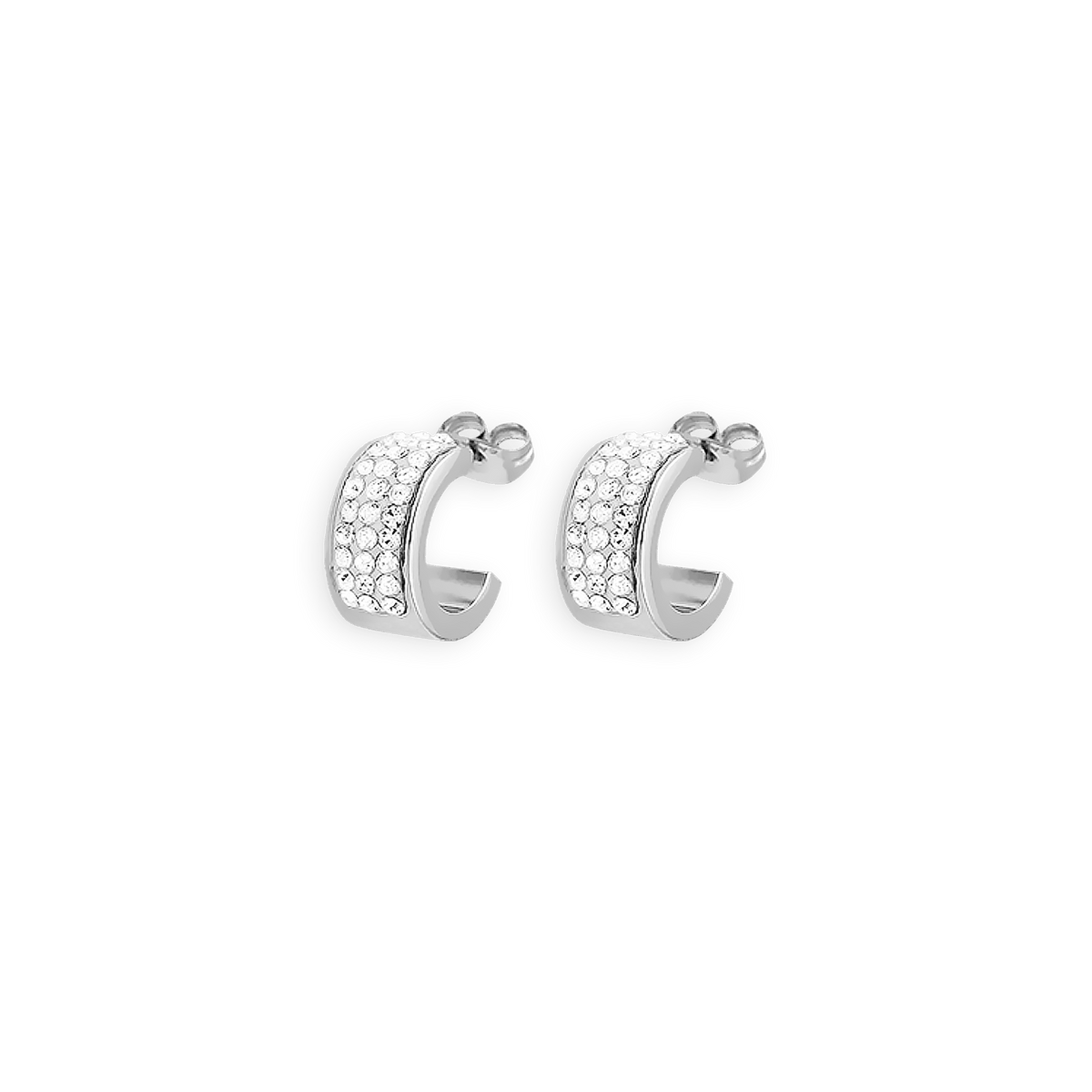 Demi Créoles Acier Cristal 13mm