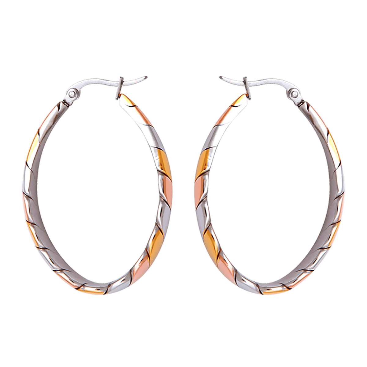 Créoles Acier Tricolores Ovales 30*40mm Tube 7mm