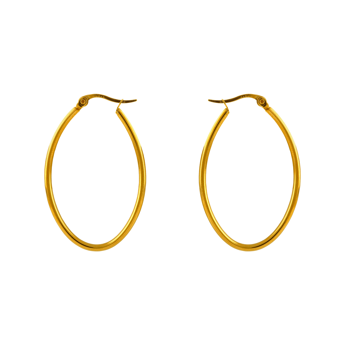 Créoles Acier Jaune Ovales 30*40mm Tube 2mm