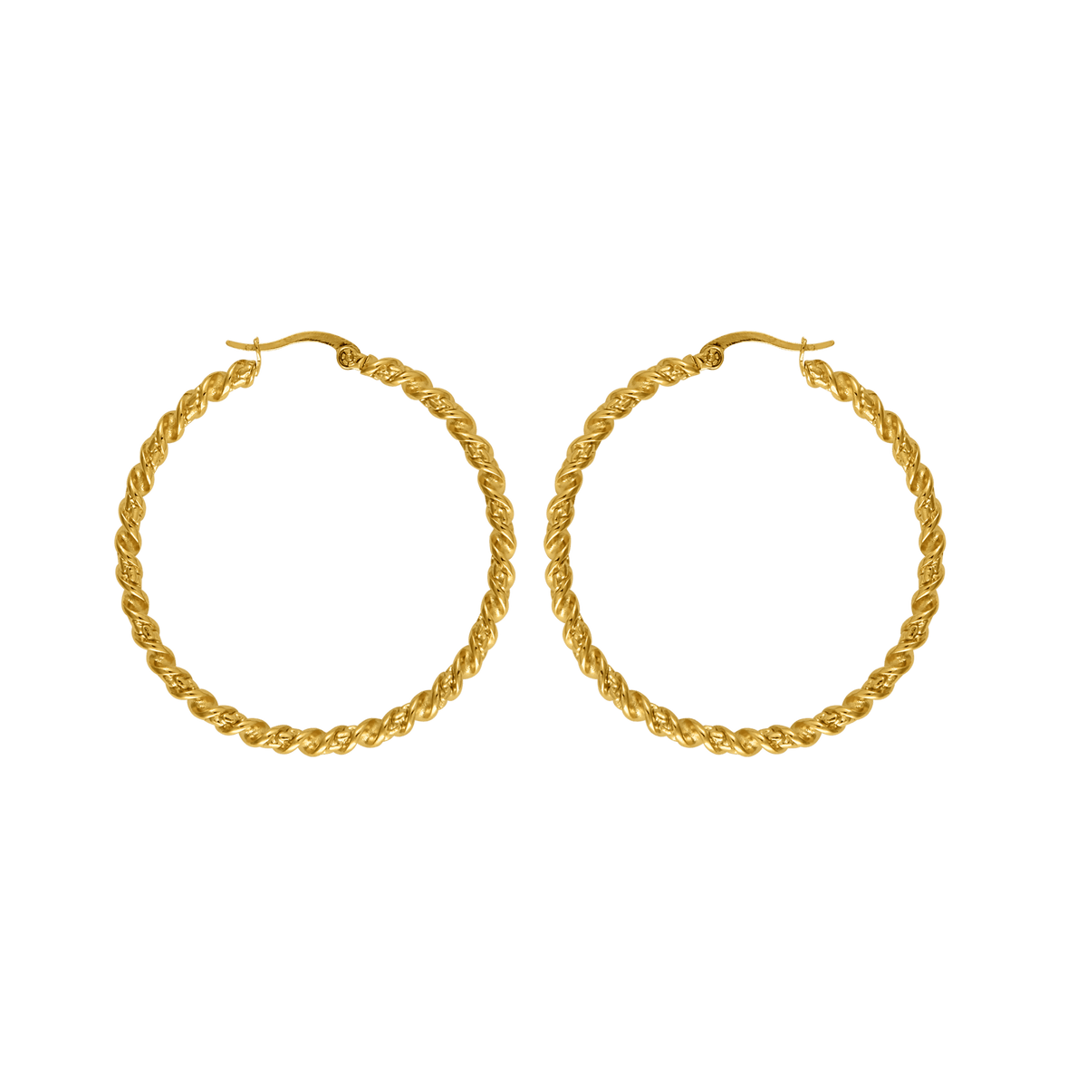 Créoles Acier Jaune 47mm Torsadées Tube 3.2mm