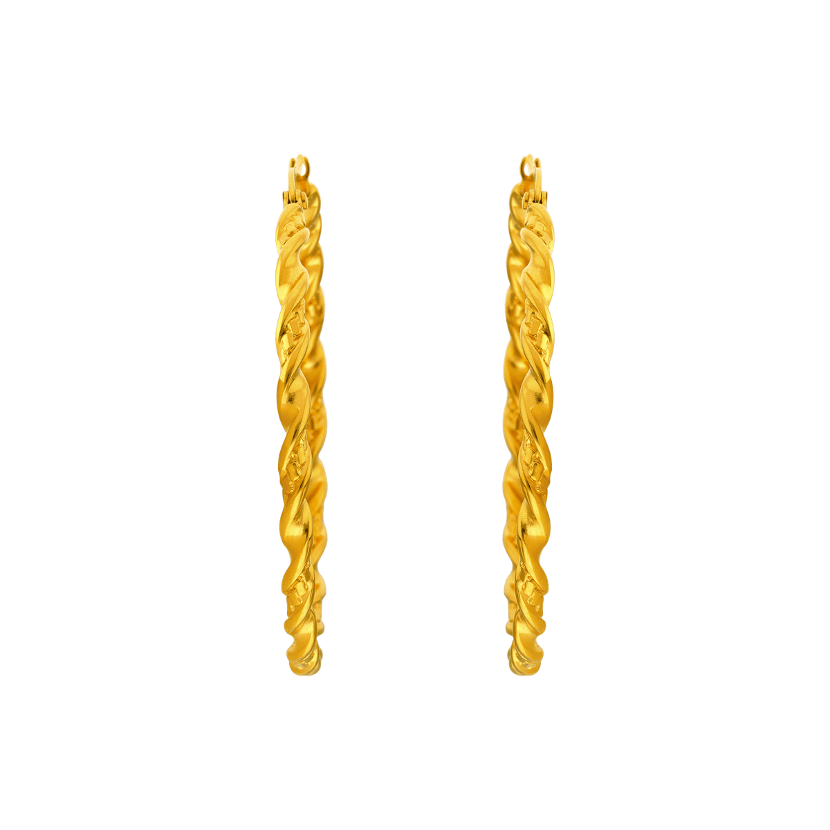 Créoles Acier Jaune 47mm Torsadées Tube 3.2mm