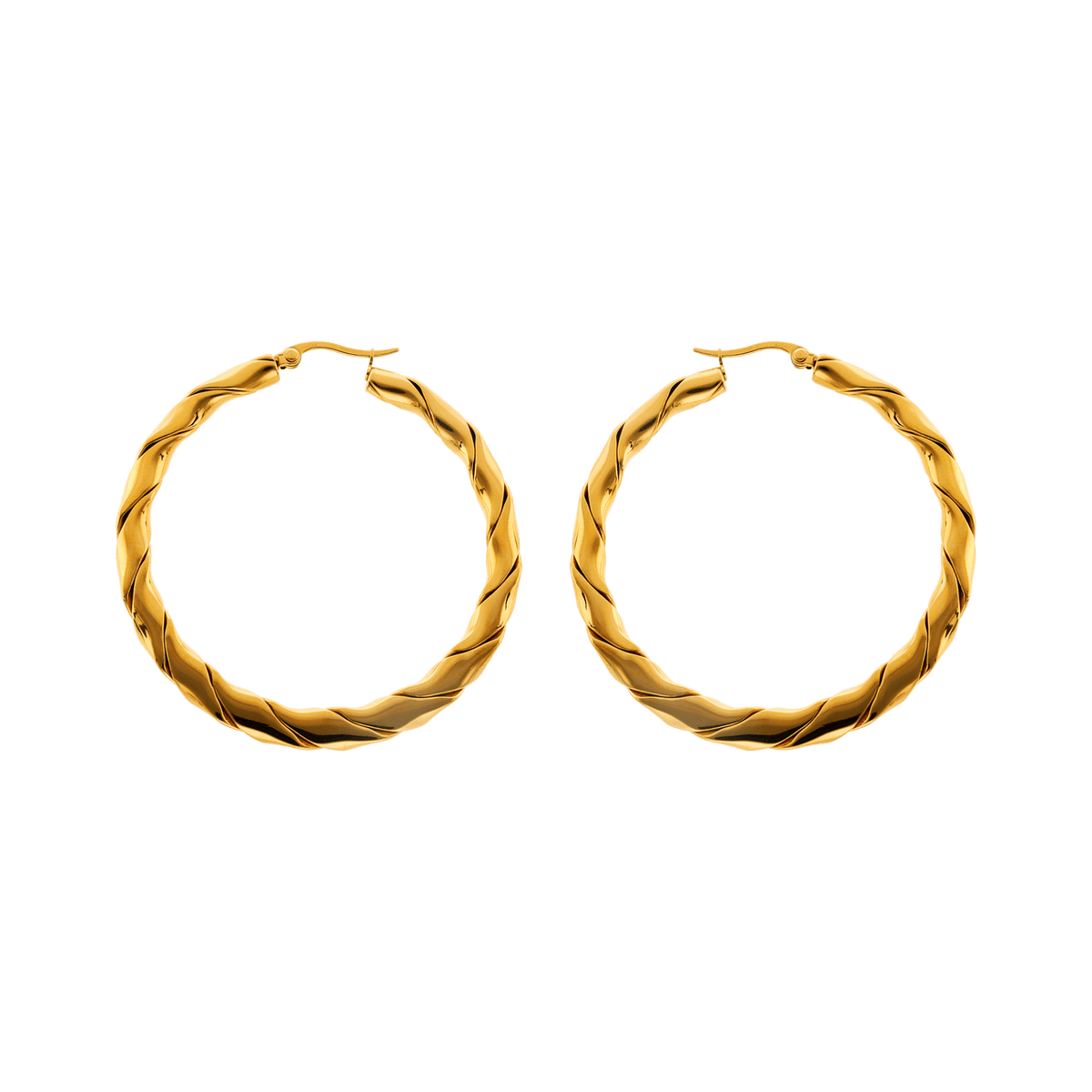 Créoles Acier Jaune Fantaisie 52mm Tube 4 à 6mm