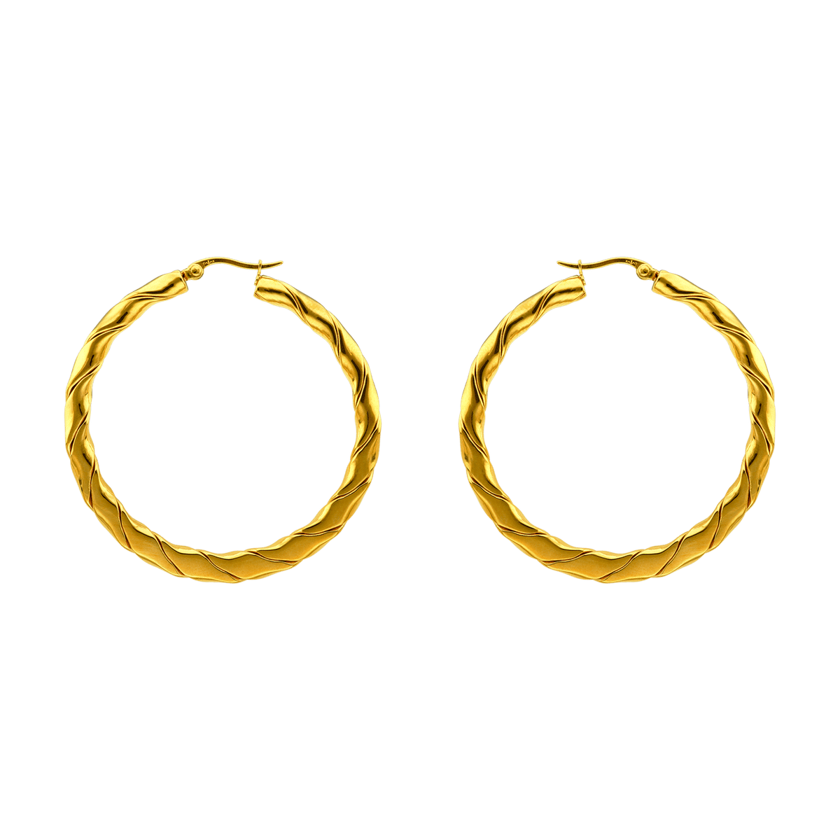 Créoles Acier Jaune Fantaisie 52mm Tube 4 à 6mm