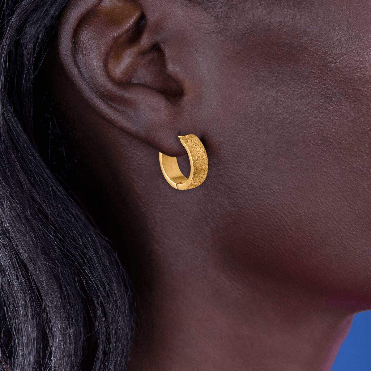 Créoles Acier Jaune Poudré 18.4mm Tube 2mm