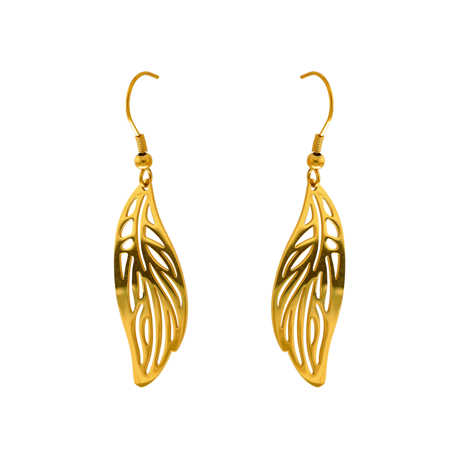 boucles d'oreilles callas crochet acier 1 feuille ajouré doré