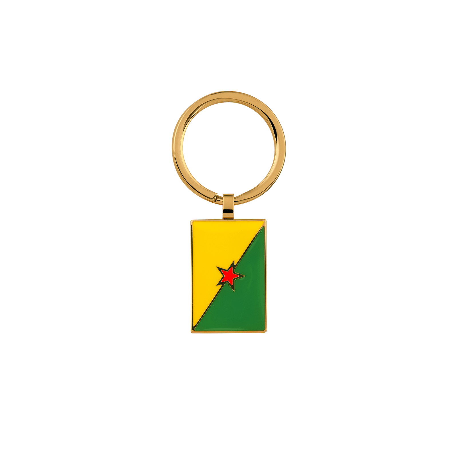 Porte Clé Drapeau Guyane 20*30mm Acier Jaune