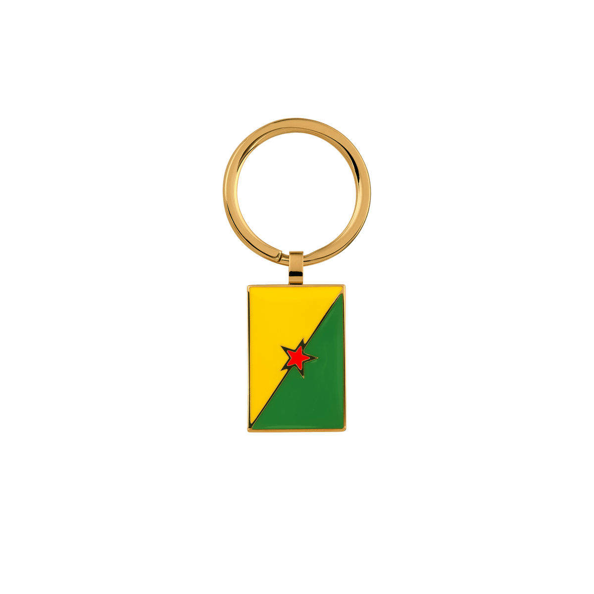 Porte Clé Acier Jaune Plaque 20*30mm Drapeau Guyane Email Multicolore