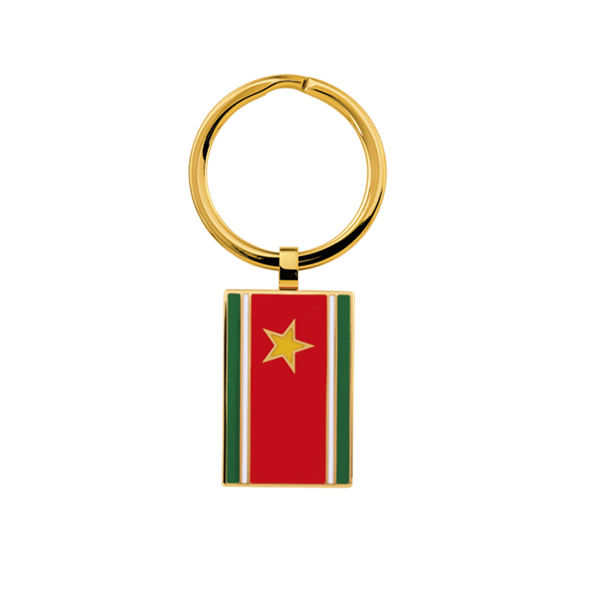Porte Clé Acier Jaune Plaque 20*30mm Drapeau Guadeloupe Email Multicolore