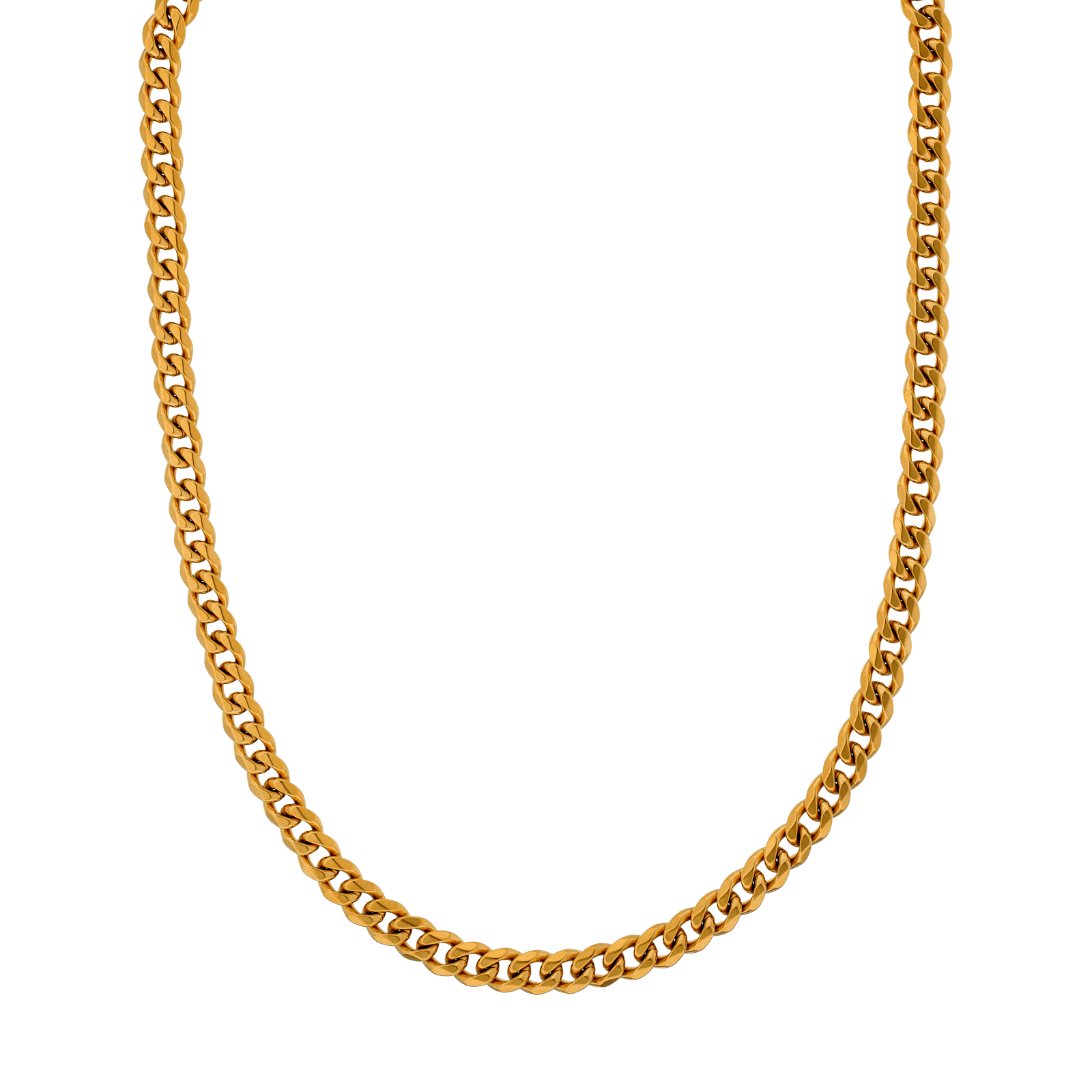 Collier Callas en acier doré maille gourmette diamantée, 55 cm