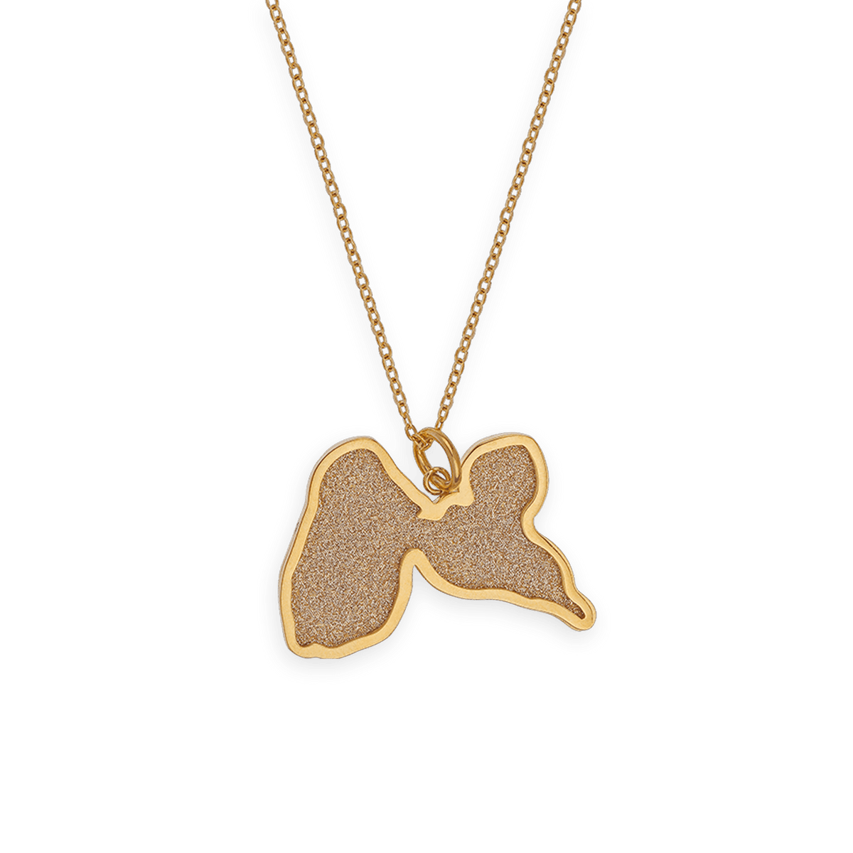 Collier Acier Jaune Carte Guadeloupe Pailletée 27.5*20mm 40 à 45cm
