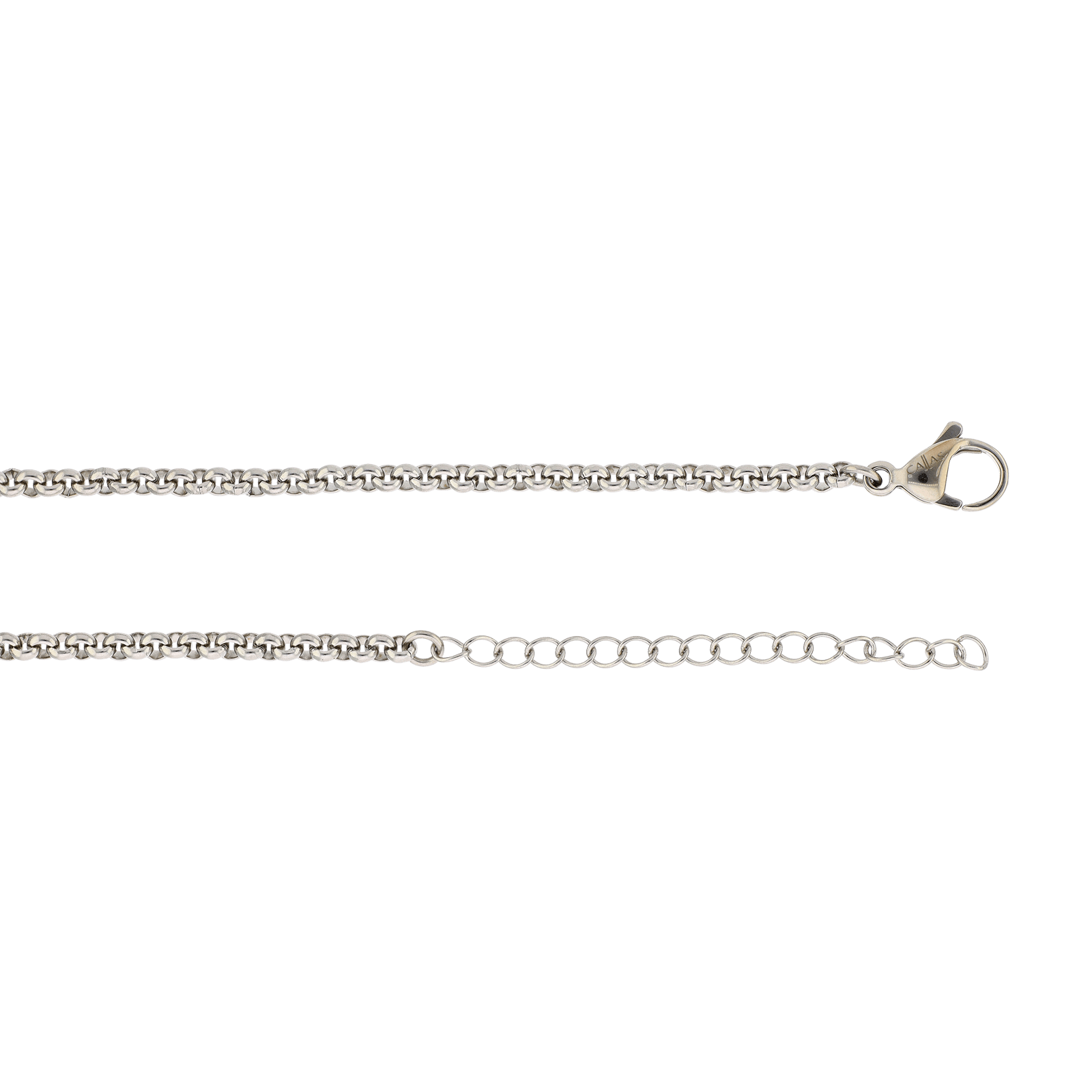 Collier Callas Acier boule et anneau cristal 40 plus 5 centimètres