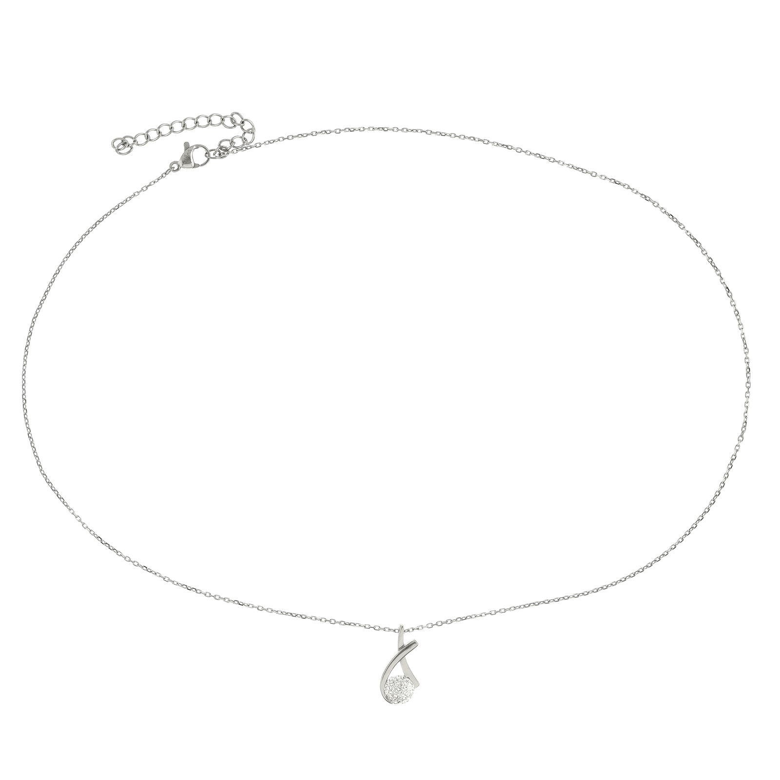Collier Callas Acier Pendentif motif Cristal 45 plus 5 centimètres