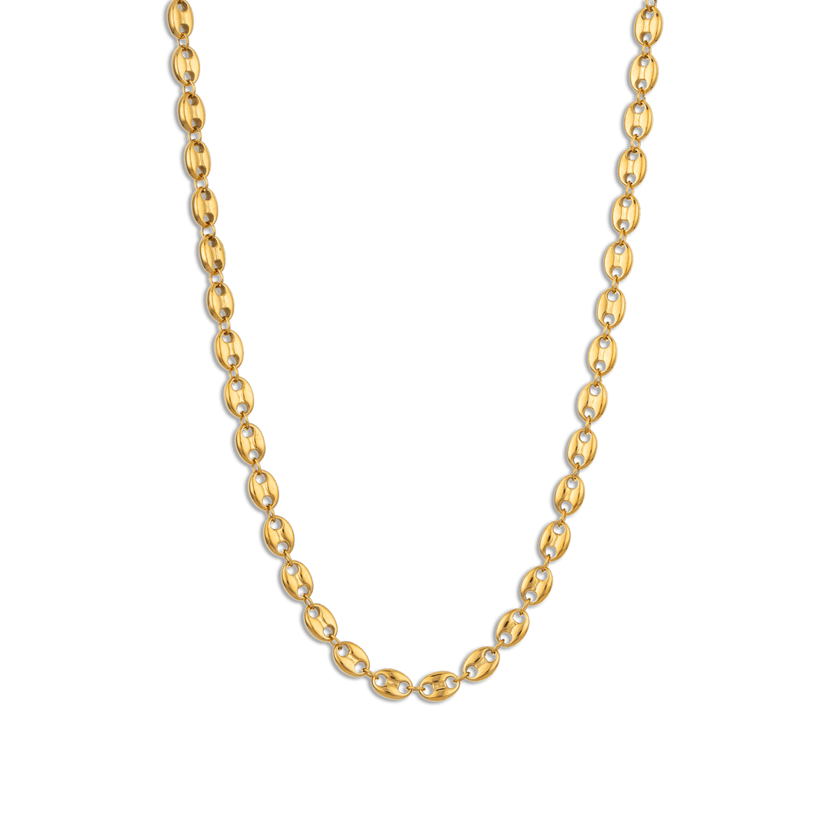 Collier Acier Jaune Maille Grain de Café 6*8.5mm 45 à 50cm