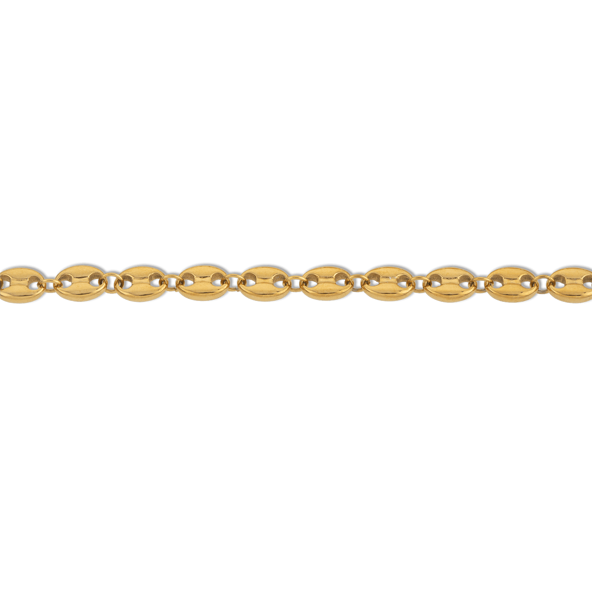 Collier Acier Jaune Maille Grain de Café 6*8.5mm 45 à 50cm