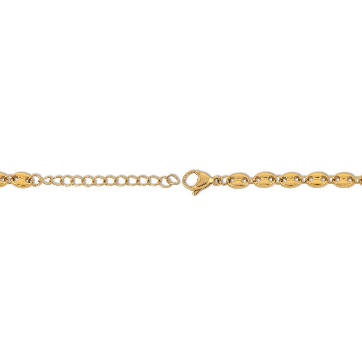 Collier Acier Jaune Maille Grain de Café 6*8.5mm 45 à 50cm