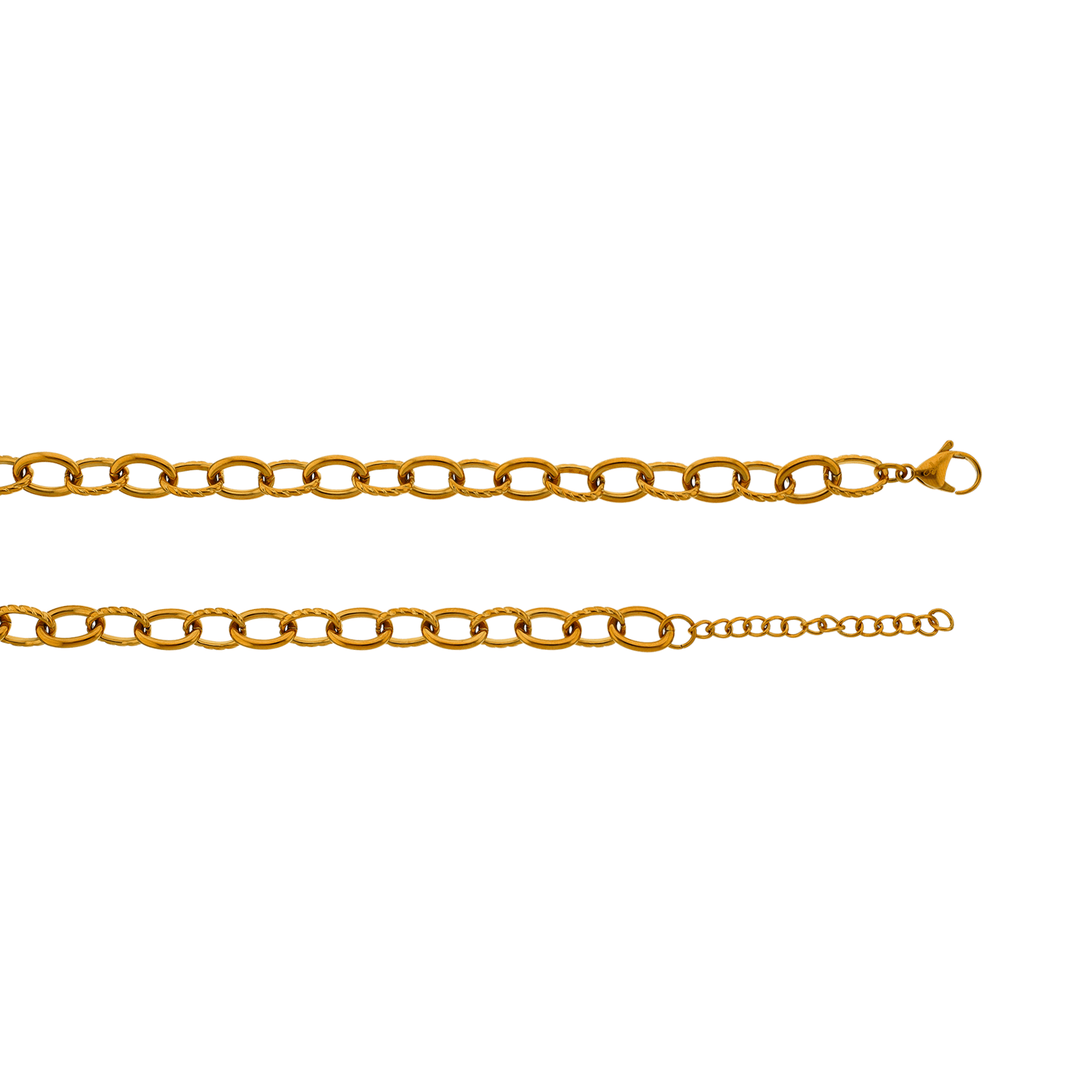 Collier Callas Acier maille Forçat alternée lisse et torsade 45 plus 5 centimètres