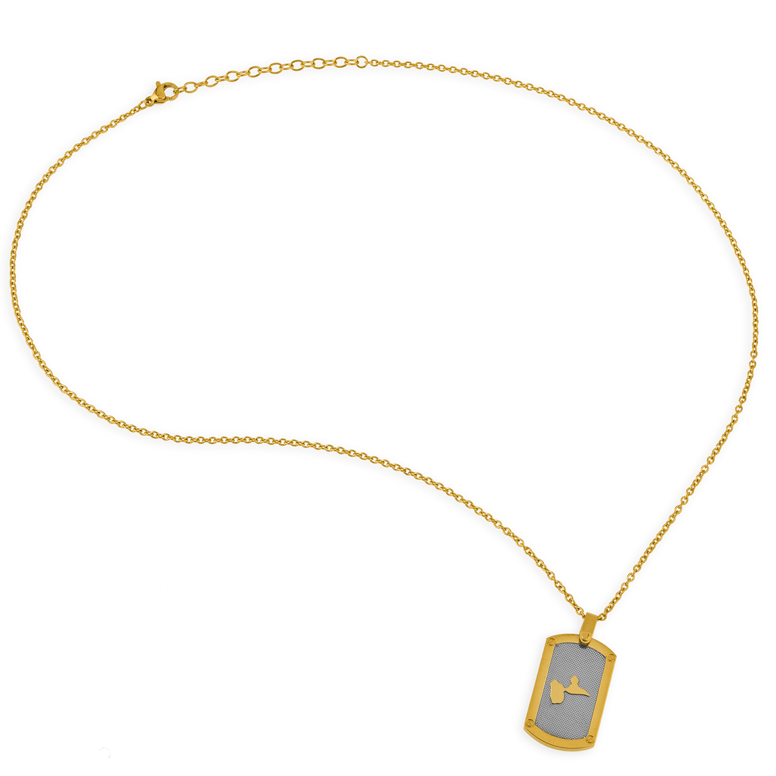 Collier acier bicolore carte de la Guadeloupe