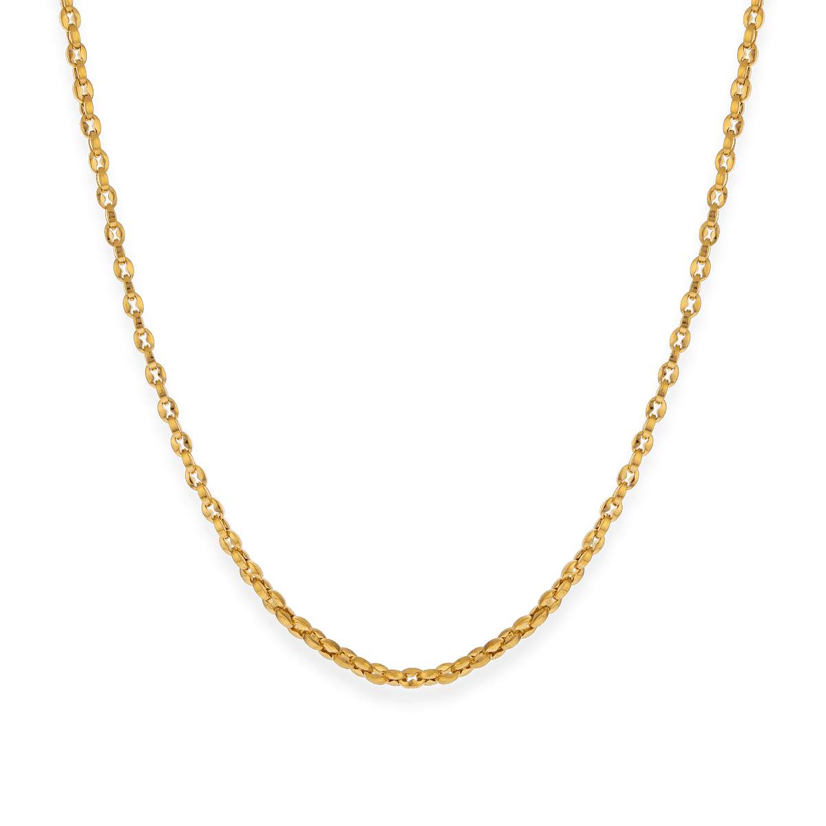Collier Acier Jaune Maille Grain de Café 4mm 60cm