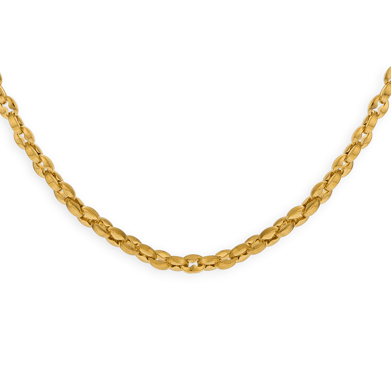 Collier Acier Jaune Maille Grain de Café 4mm 60cm