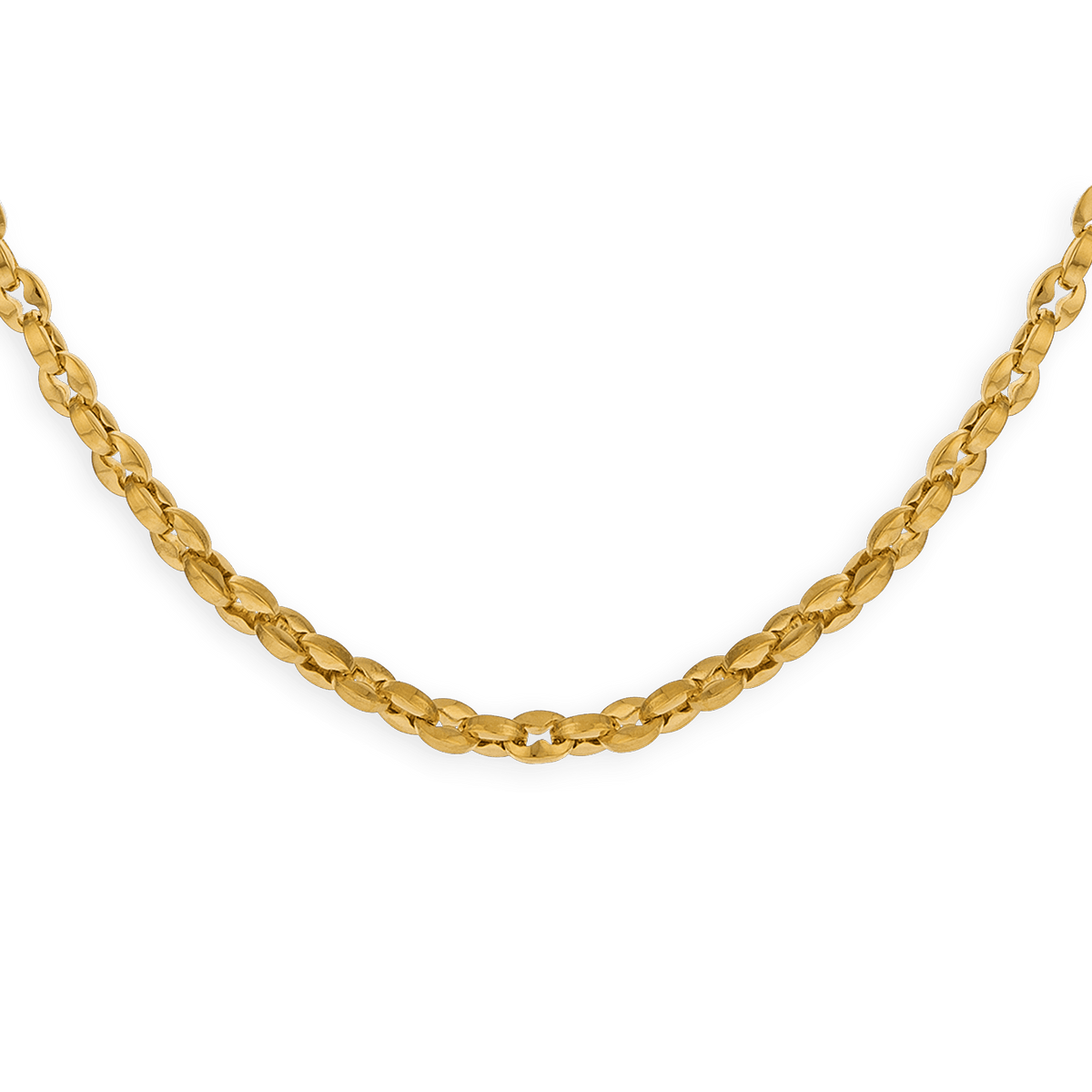 Collier Acier Jaune Maille Grain de Café 4mm 60cm