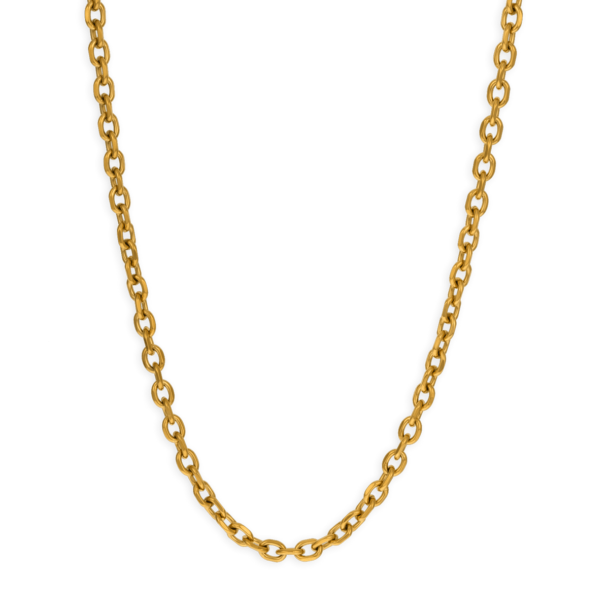 Collier Acier Jaune Maille Forçat Diamanté 7.5mm 70cm