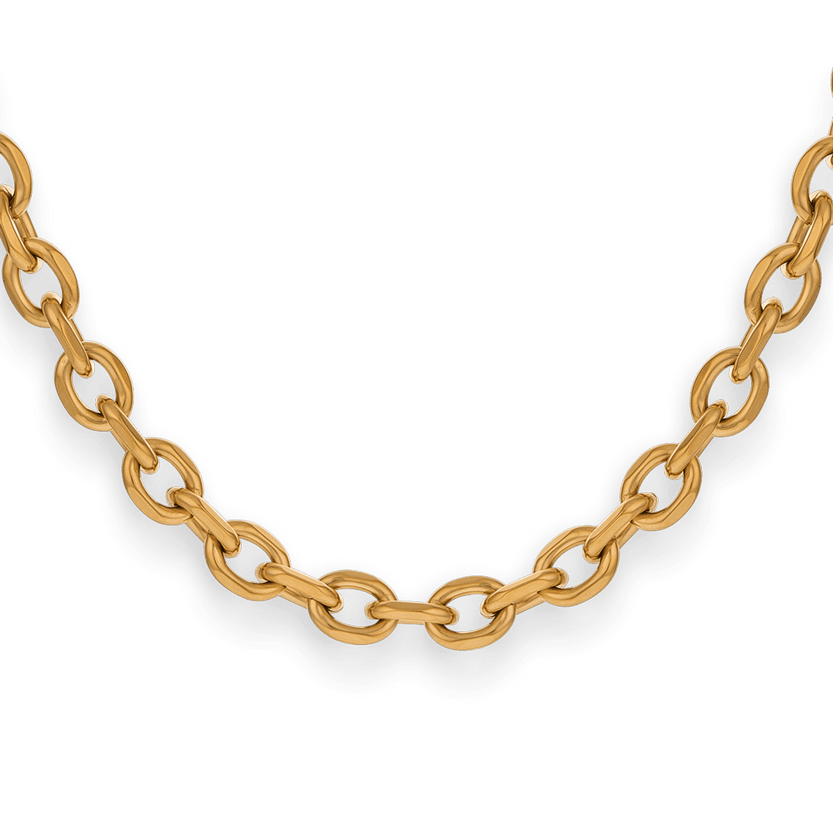 Collier Acier Jaune Maille Forçat Diamanté 7.5mm 70cm