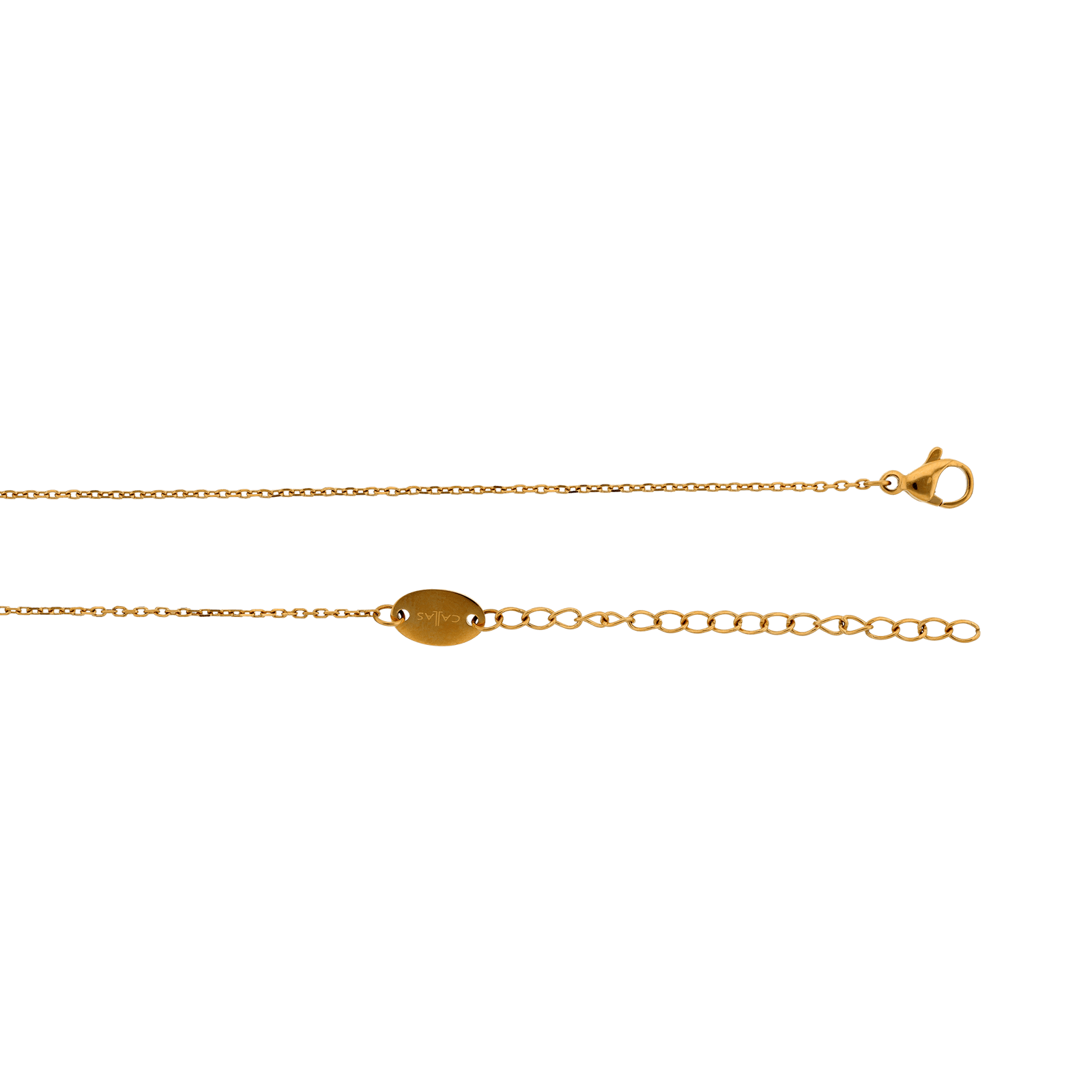 Collier Callas Acier doré Pendentif Papillons Lisse et Cristal Preciosa 45 plus 5 centimètres tag