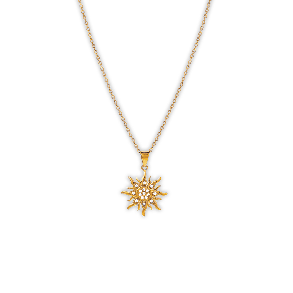 Collier Acier Jaune Soleil Zirconium 15.5*22mm 42 à 45cm