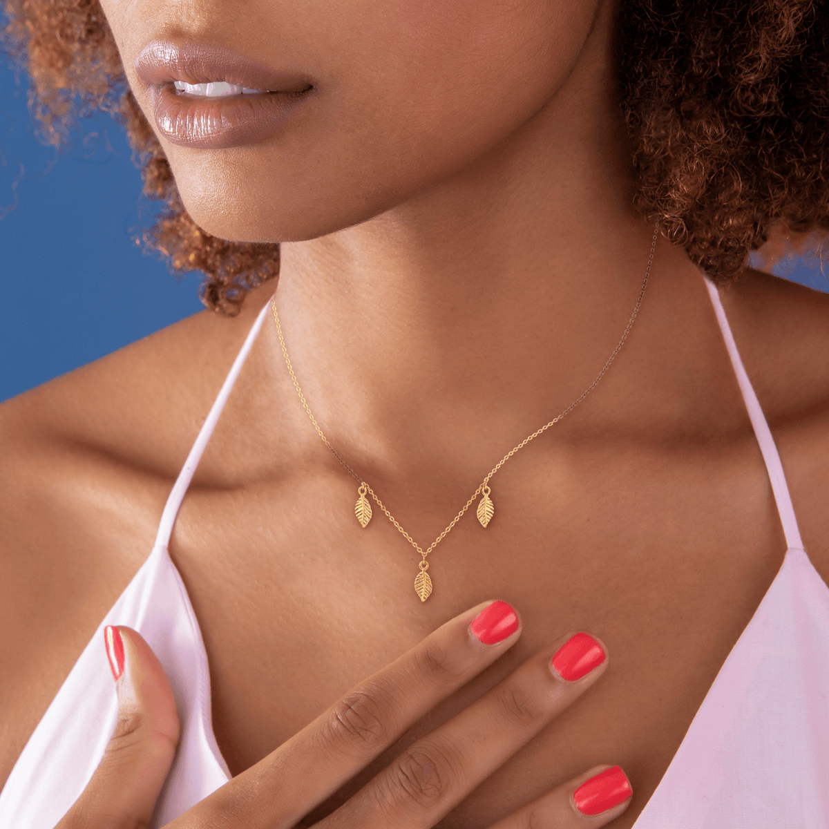 Collier Acier Jaune Feuilles 5.5*9mm 42 à 45cm