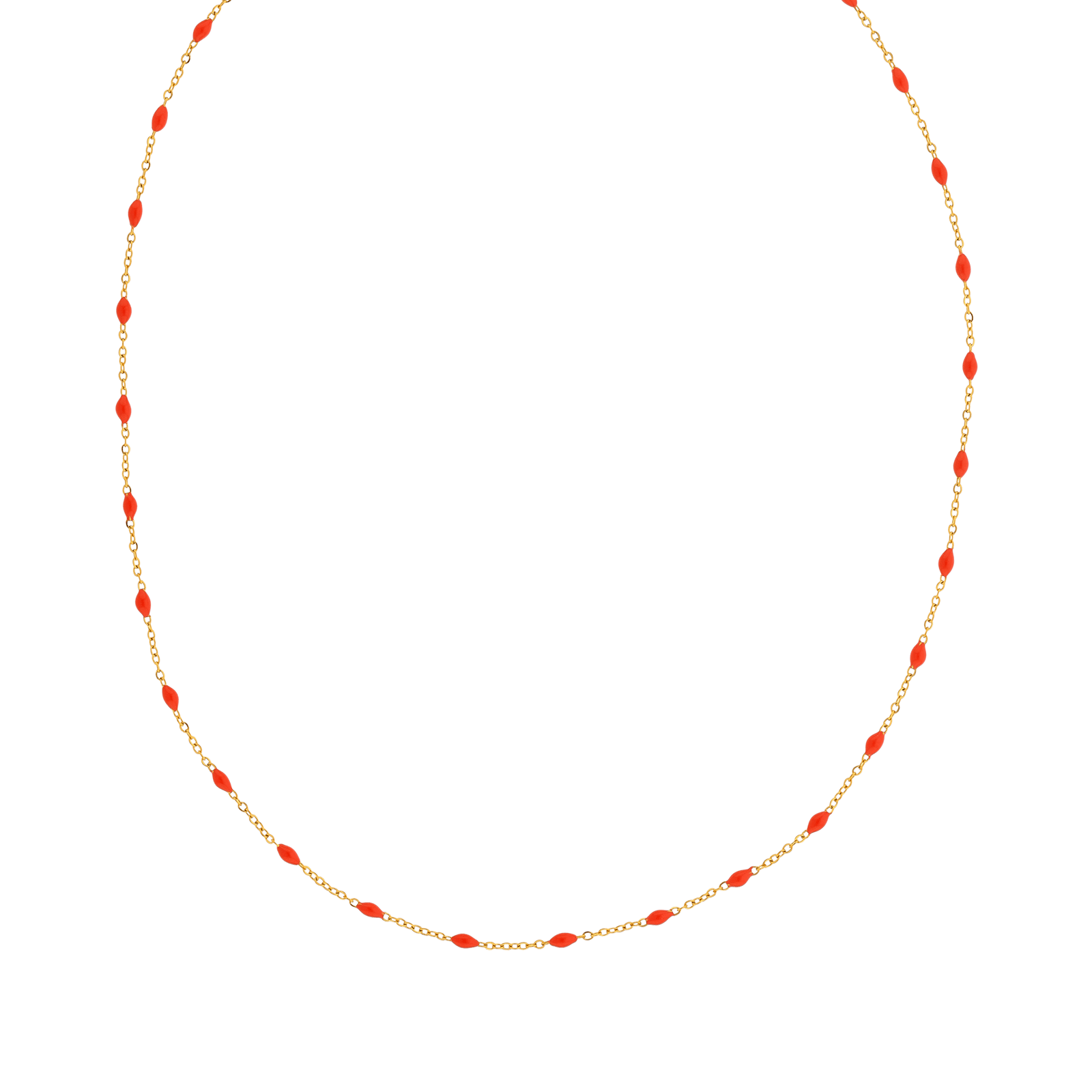 collier callas acier doré boules époxy corail 42 plus 4 mm