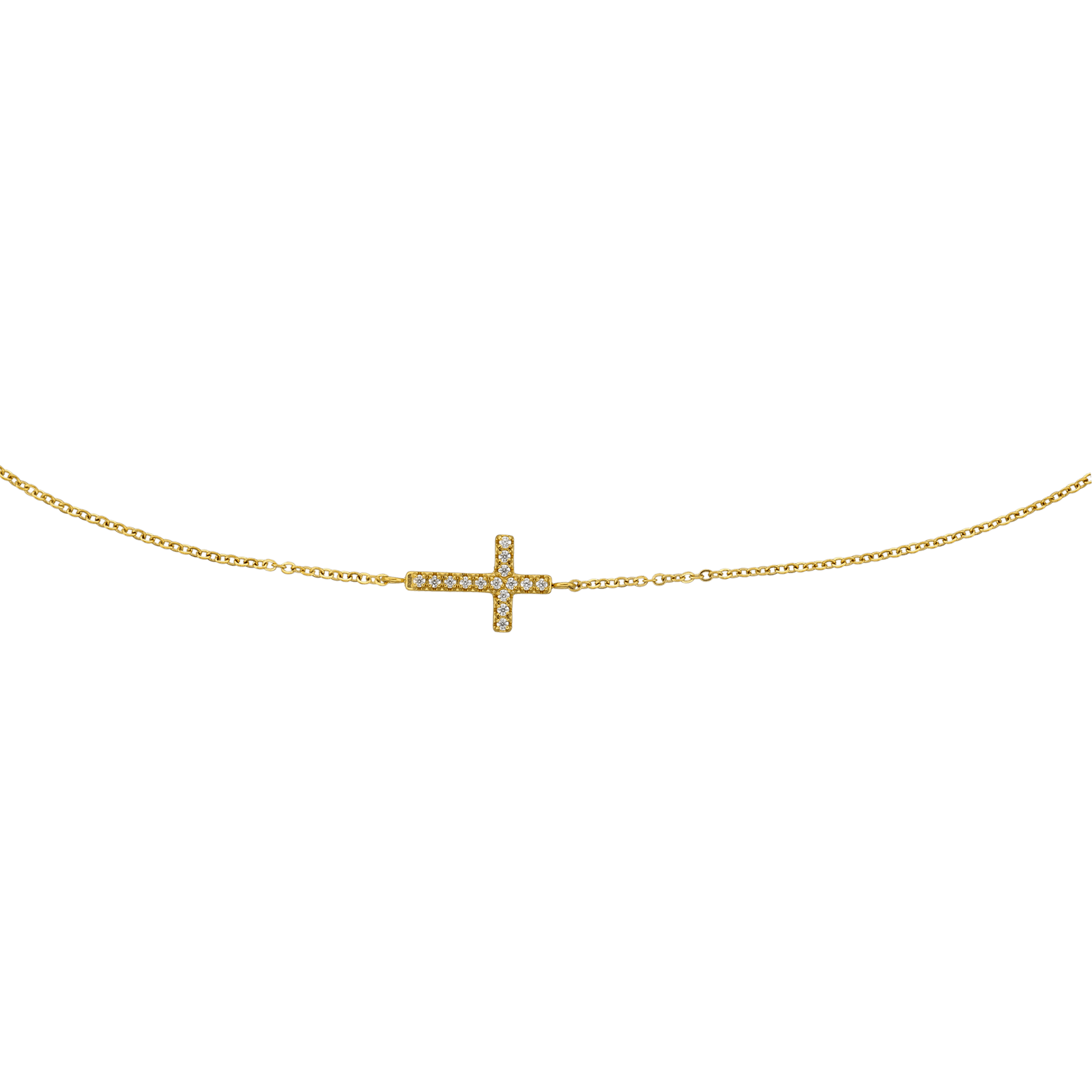 Collier Callas Acier Croix Oxyde de Zirconium 42 plus 3 centimètres