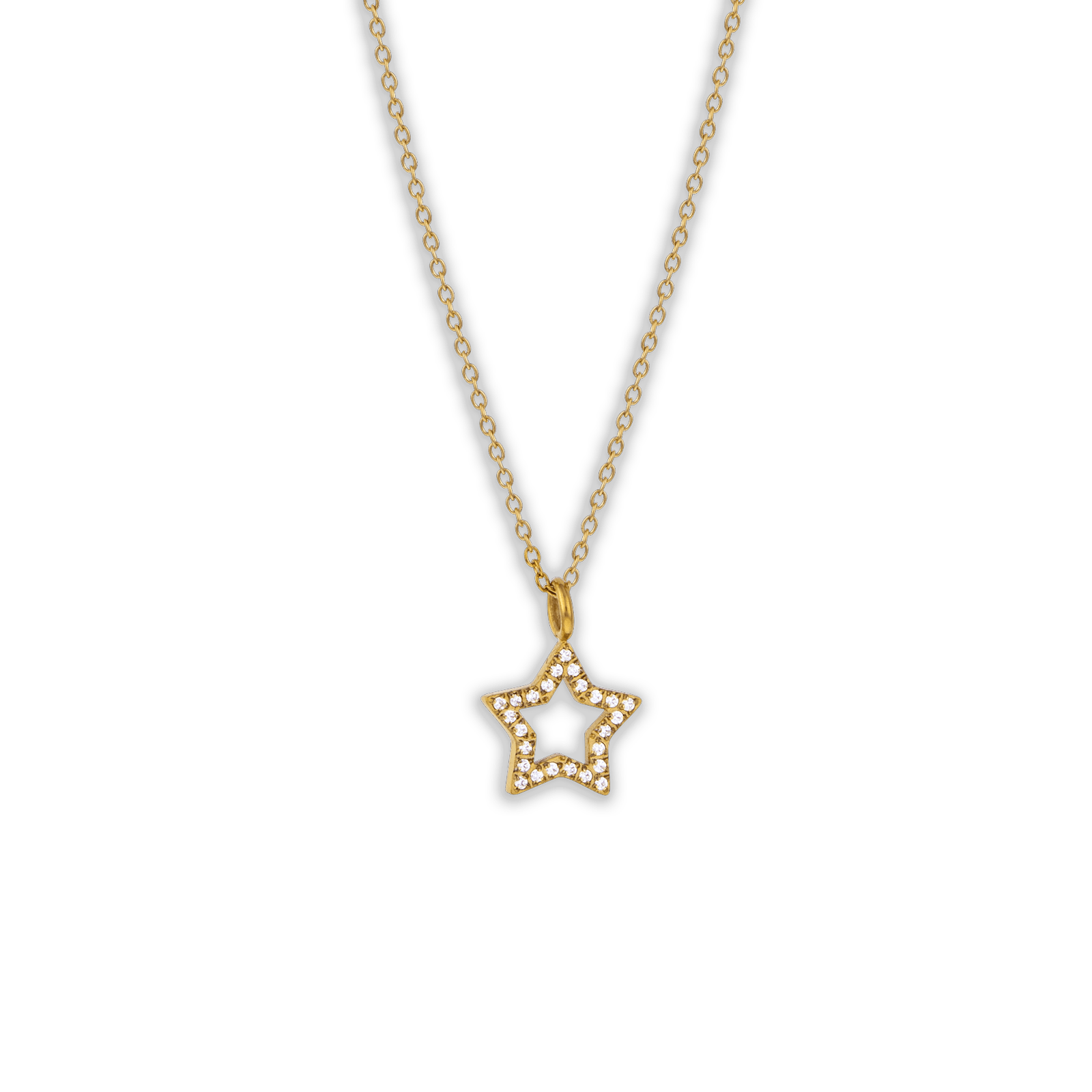 Collier Acier Jaune Etoile Zirconium