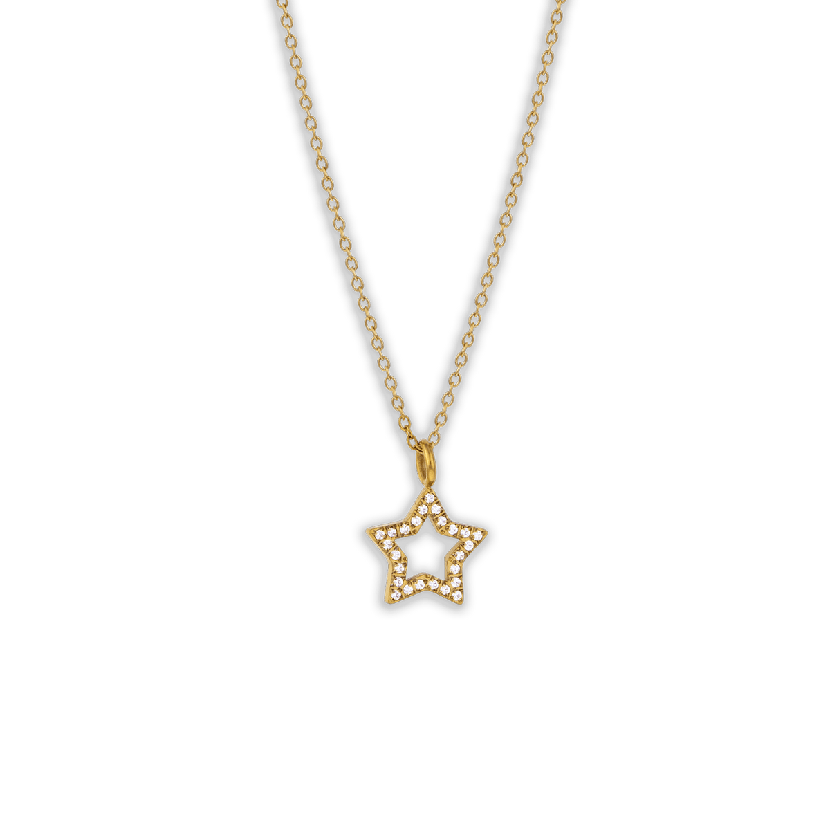 Collier Acier Jaune Etoile Zirconium 12mm 42 à 45cm