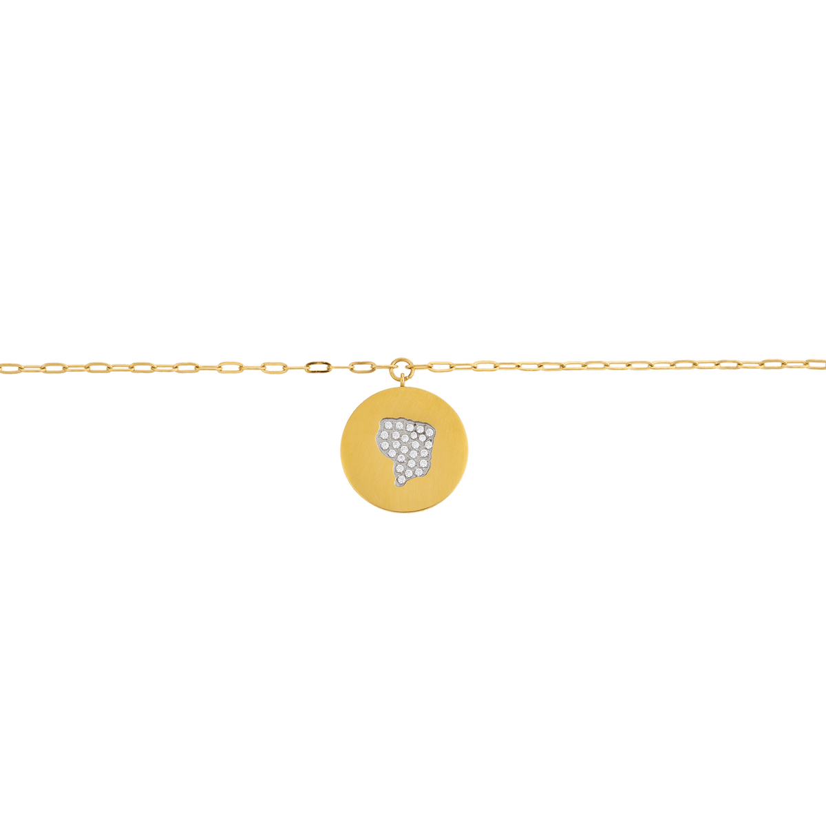 Collier Acier Jaune Médaille Carte Guyane Cristal