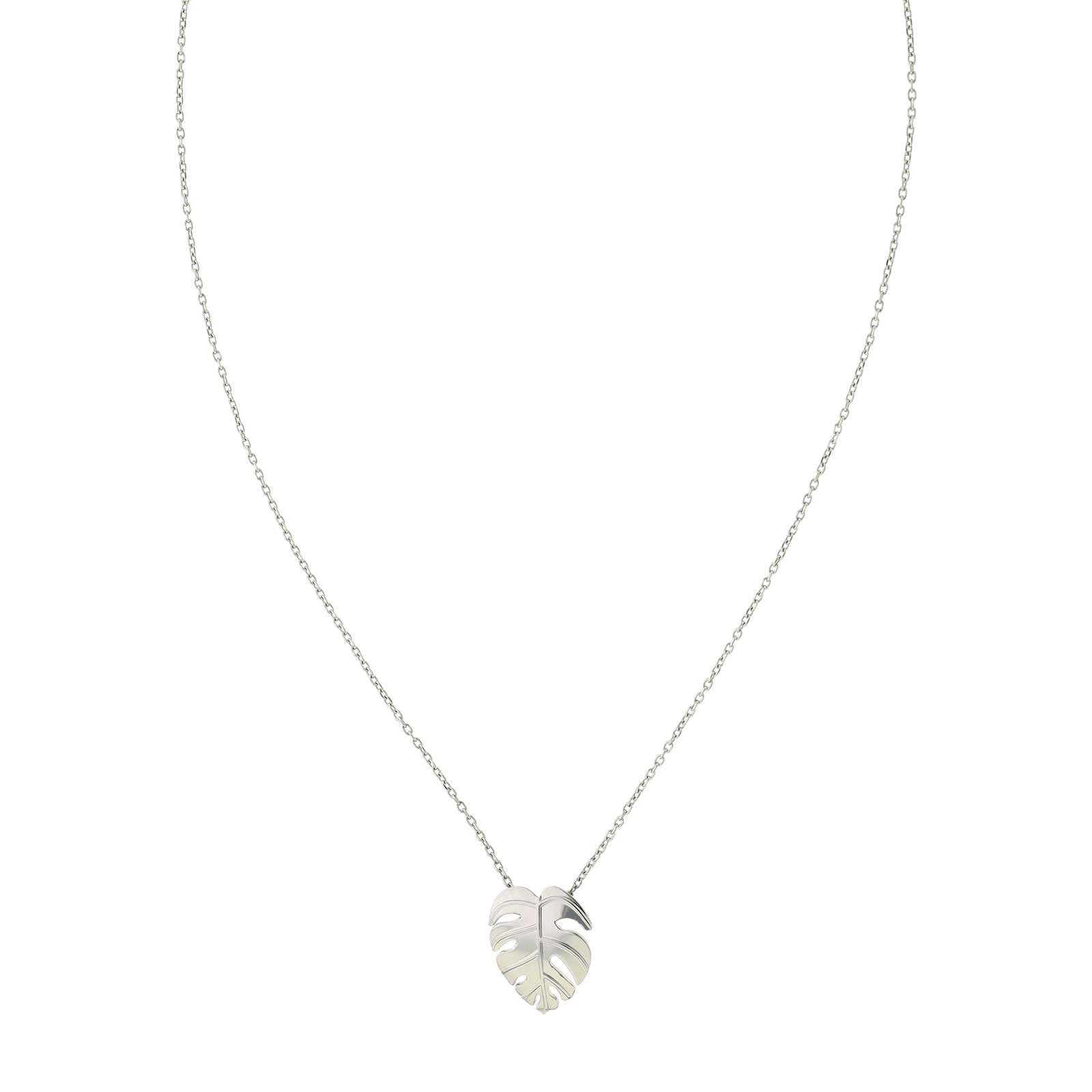 Collier Callas Acier Pendentif feuille 40 plus 5 centimètres