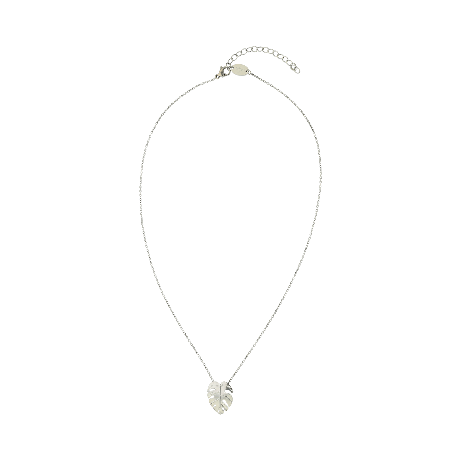 Collier Callas Acier Pendentif feuille 40 plus 5 centimètres