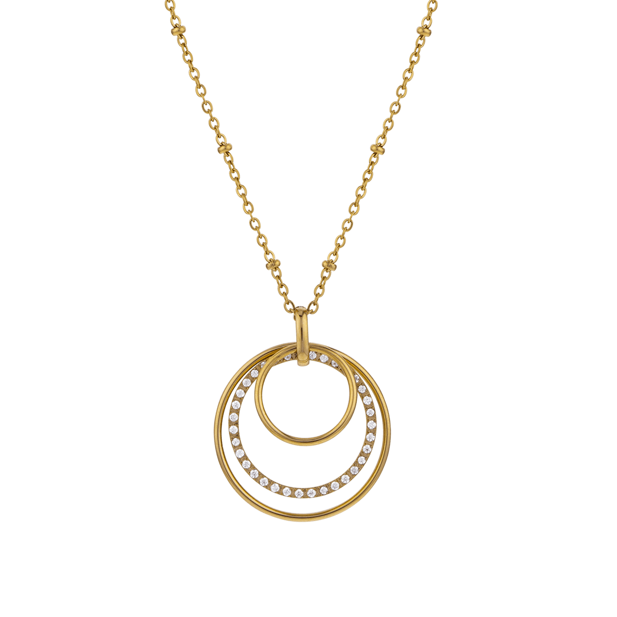 Collier Acier Jaune Anneaux 14.5 à 25mm Zirconium 40 à 45cm