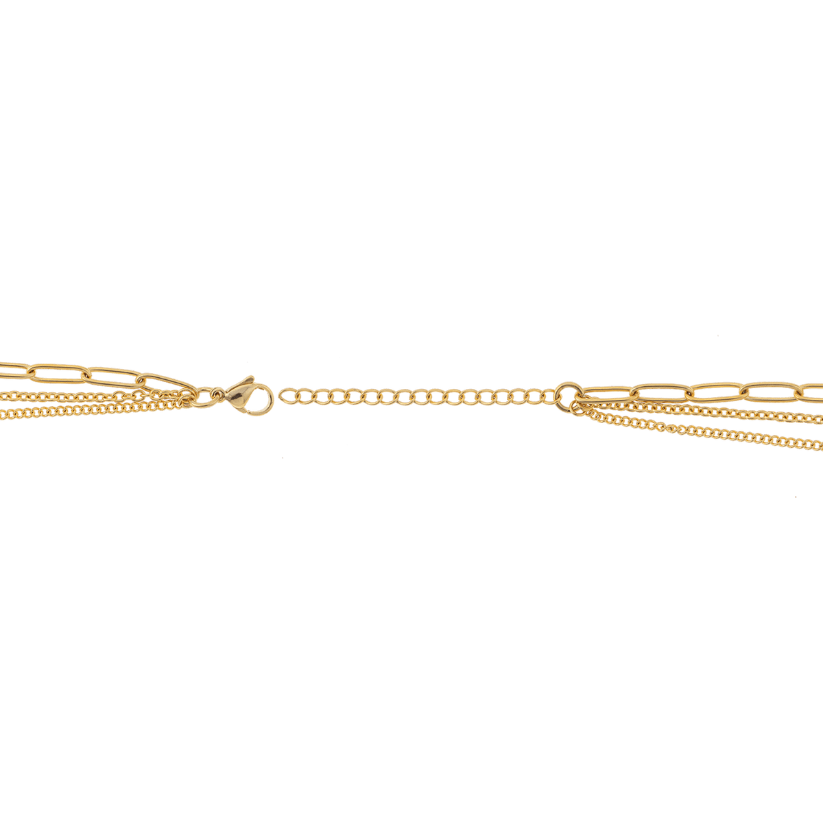 Collier Acier Jaune Triple Rangs Fantaisie 45 à 50cm