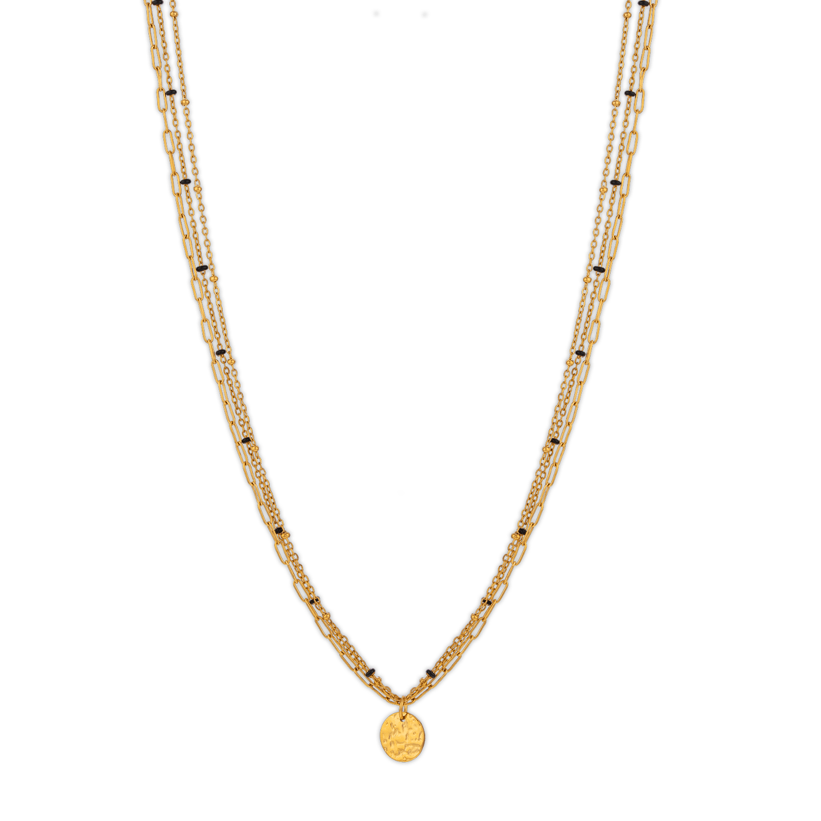 Collier Acier Jaune Triple Rangs