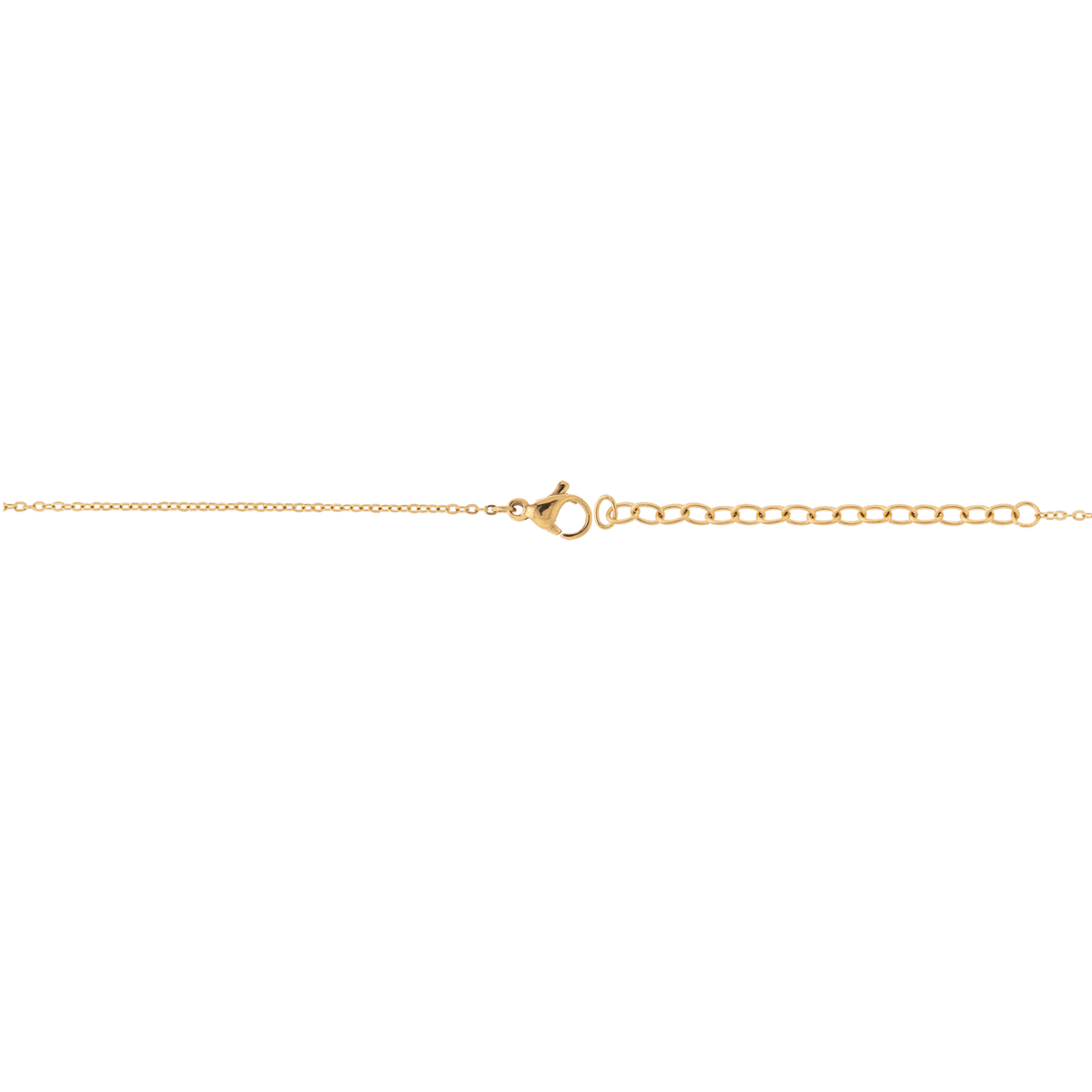 Collier Acier Jaune Perle Synthétique 4mm Cœur Zirconium 18mm 40 à 45cm