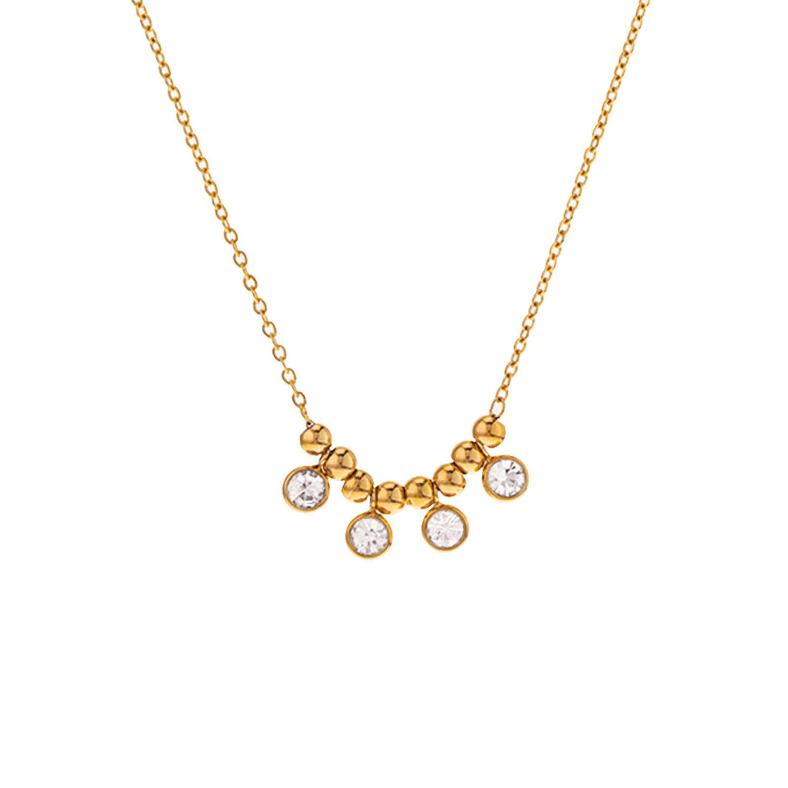 collier callas acier doré centre 3 oxyde de zirconium 40 plus 5 mm