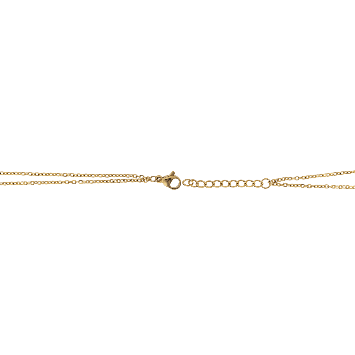 Collier Acier Jaune Double Rangs Motif Martelé 16.5mm Lisse 7.5mm 40 à 45cm