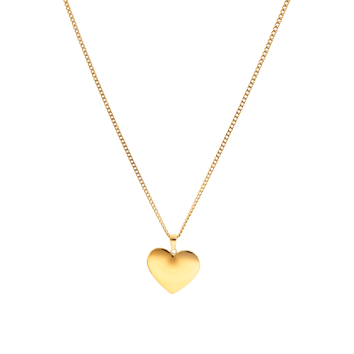 Collier Acier Jaune Cœur 25*29mm Avec Bélière Chaîne Gourmette 2.1mm 45 à 50cm