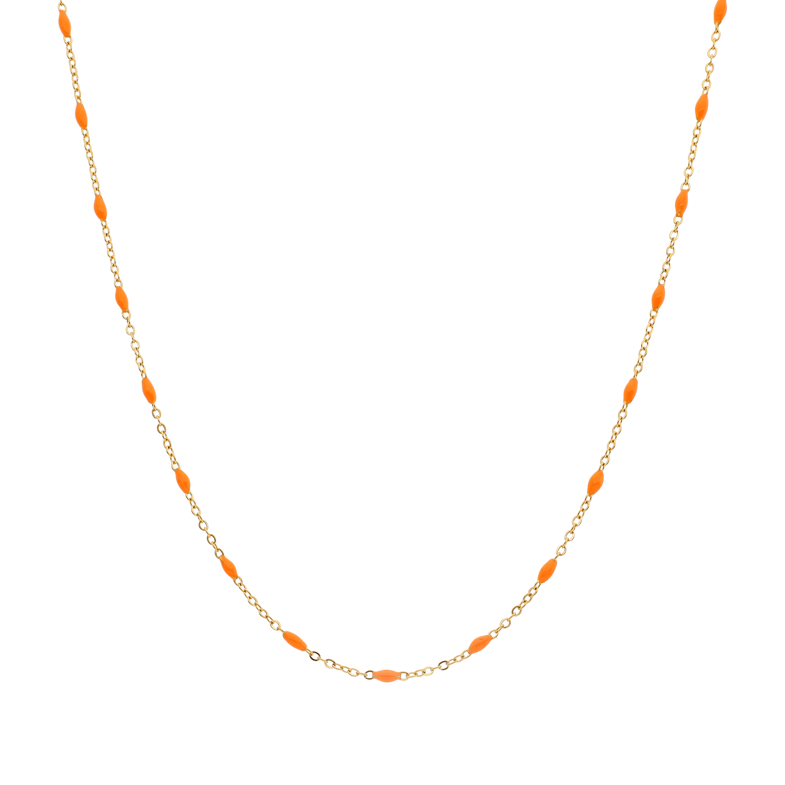 Collier Email Orange 2mm 42A45cm Acier Jaune
