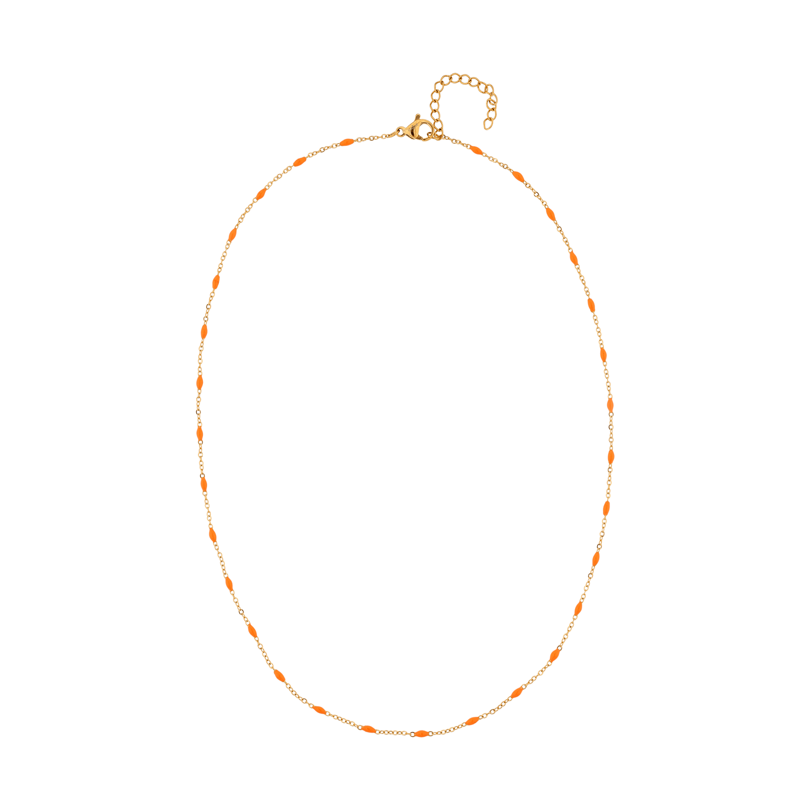Collier Email Orange 2mm 42A45cm Acier Jaune