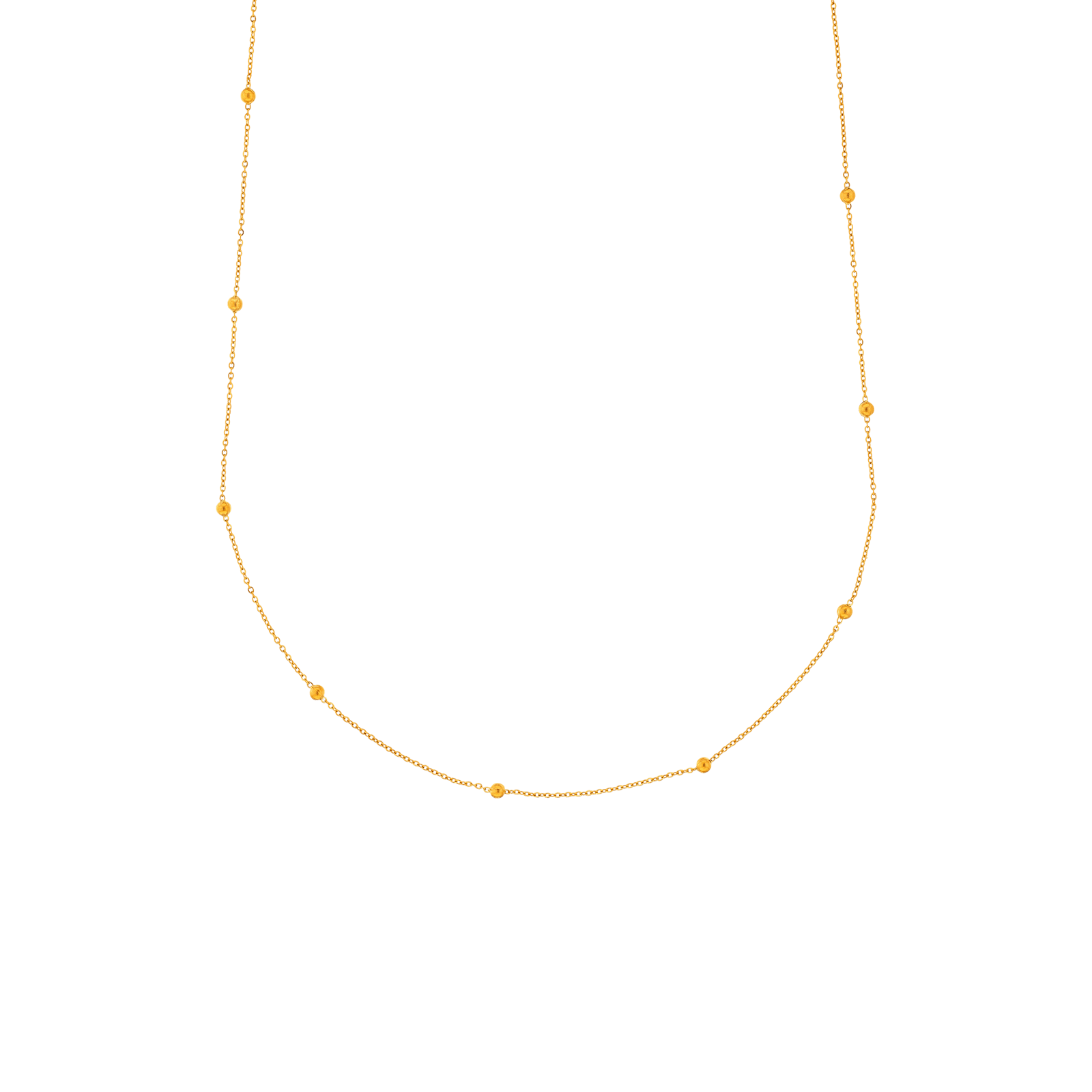 collier callas acier doré chaîne 1 millimètre plus boules 40 plus 5 mm