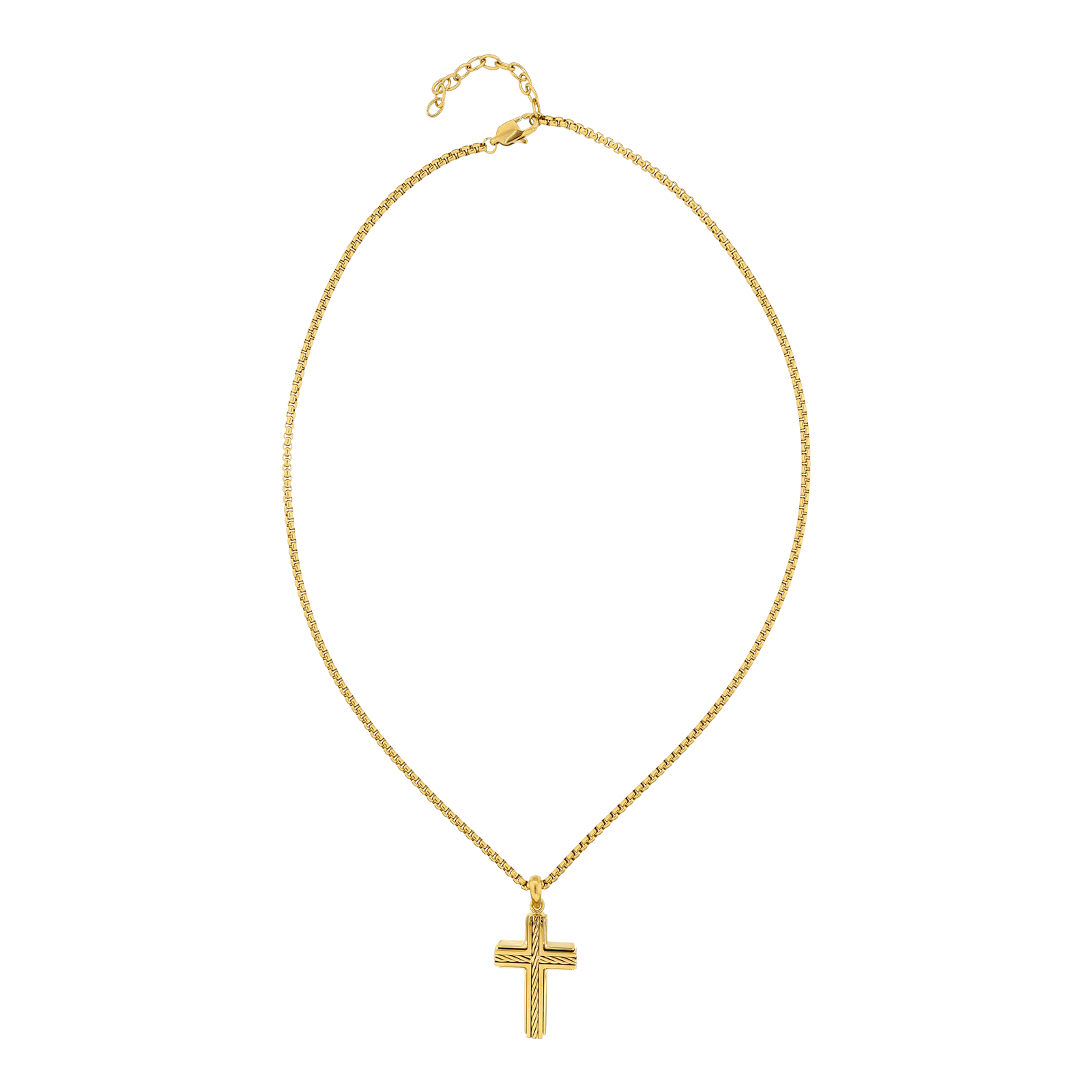 Collier Callas Acier doré Pendentif Croix Centre câble 50 plus 5 centimètres